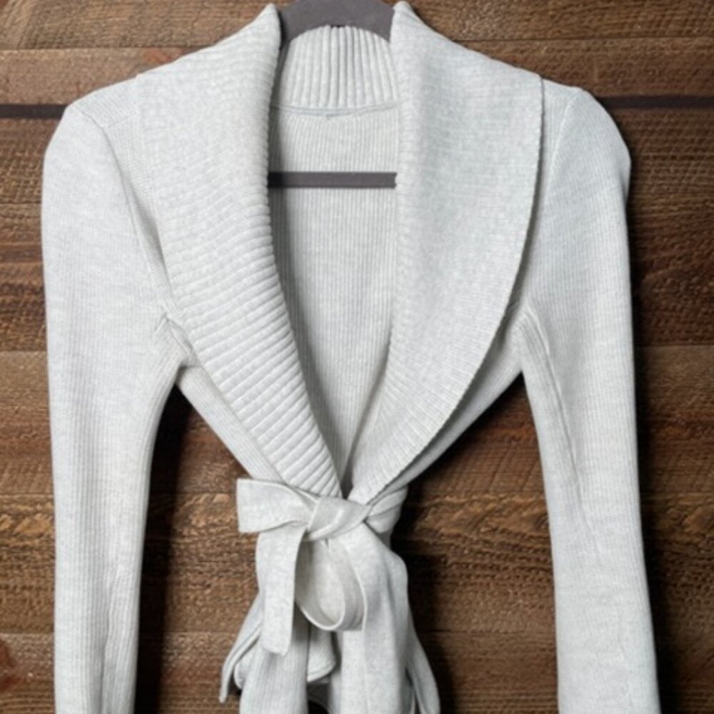 A/X Armani Exchange Women's Cream Shawl Collar Tie-Front Cardigan